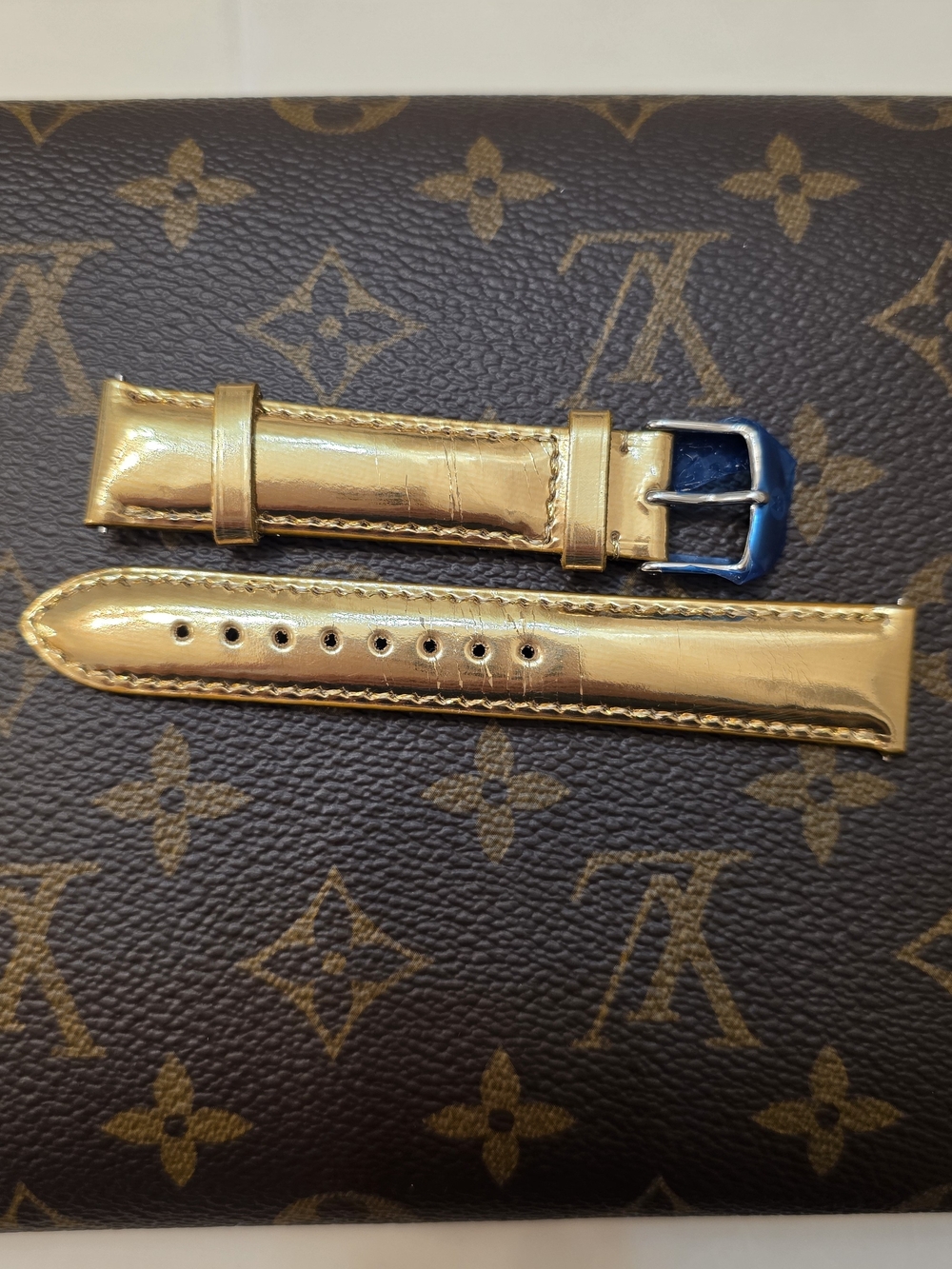 Michele Gold Leather Watch Strap 18mm